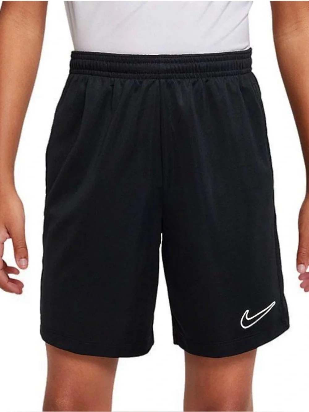 Nike Dri-FIT Black Athletic Running Training Shorts Youth Large L White Stripe